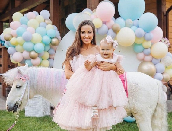 Blush Mother Daughter Dresses Matching Gown Birthday Party Dress