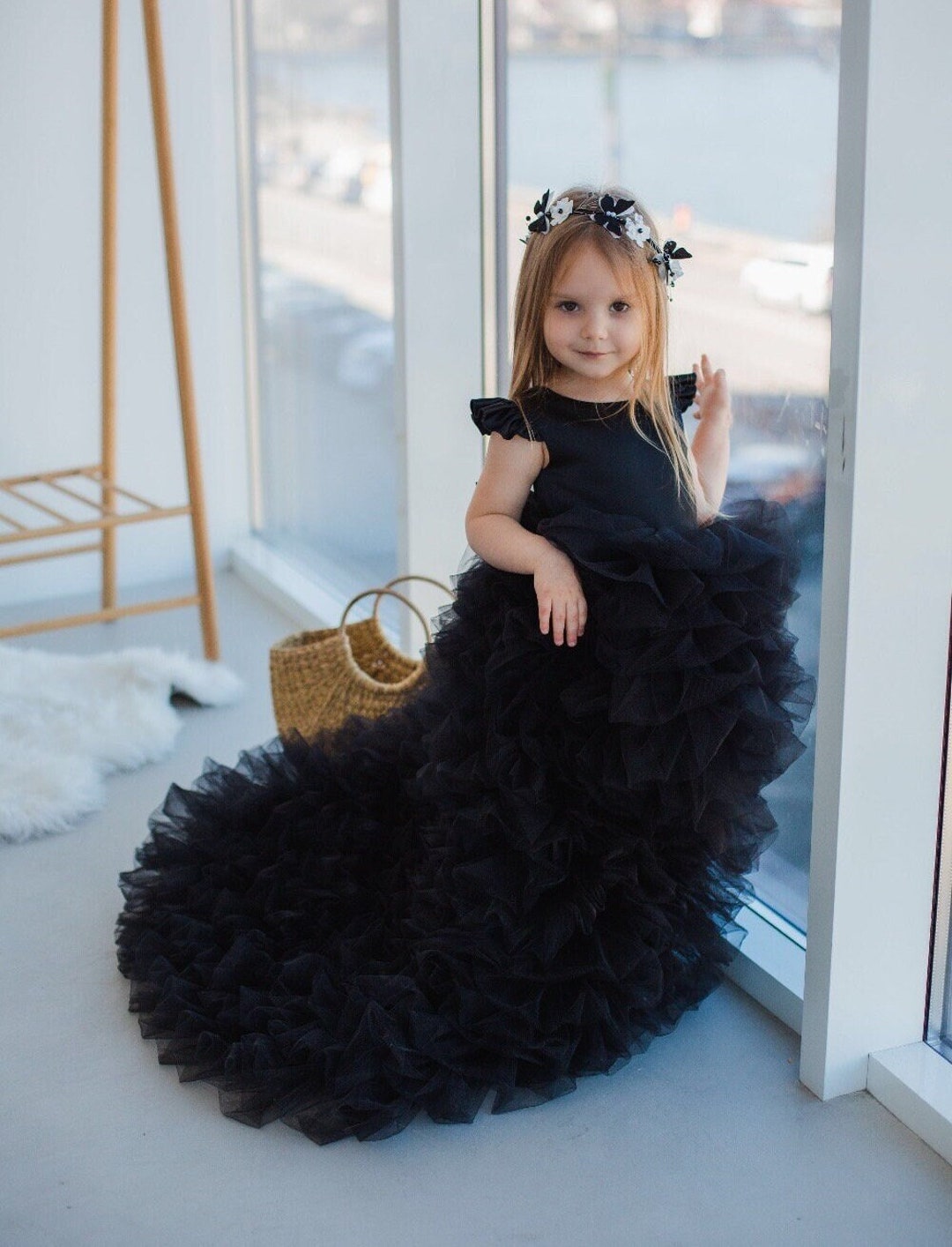 Birthday Girls Long Black Dresses Black And White First Birthday