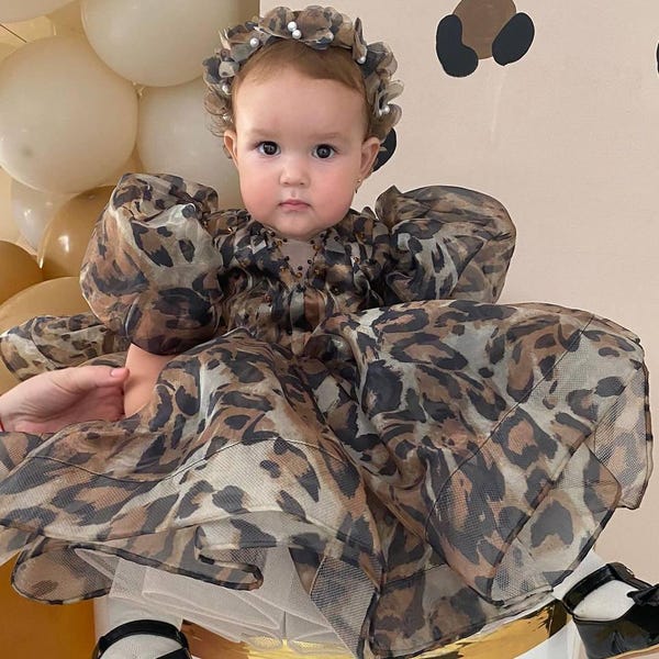 Formelles Ereignis Mädchen Kleid, Geburtstags-Partykleid, Tierdruck Tutu Organza Kleid, Blumenmädchen, Abschlussball, Halloween-Baby, geschwollenes Kleinkind-Kleid