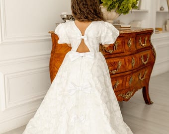 ivory childrens bridesmaid dresses Ivory bridesmaid dress, Ivory linen dress for girl, bridesmaid dress toddler with lace, flower girl dress boho