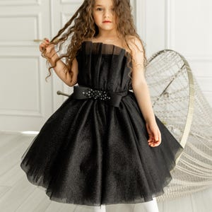 Black Glitter Birthday Girl Dress, Wedding, Tutu Prom Gown, Elegant Party Toddler Outfit, Pageant, Homecoming Dress, Graduation, Corset Gown