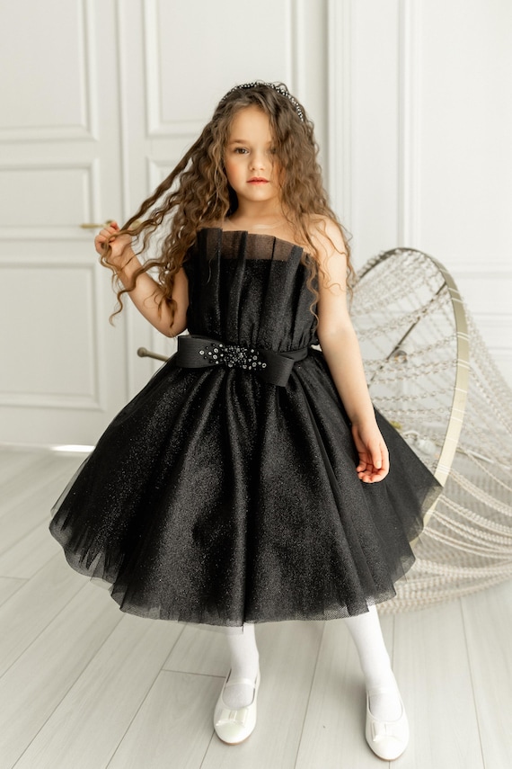 green emerald velvet dress Vintage Black Glitter Tulle Sweetheart Spaghetti Strap Party Dress Bir –  DSProm main image 1