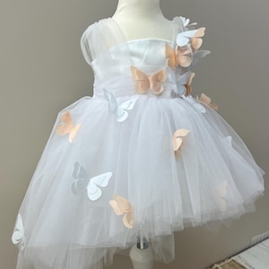 First Birthday Dress, Butterfly Baby Dress, Baptism Flower Girl, Pageant Princess Fairy Tutu Tulle Formal Wedding Guest High Low Outfit
