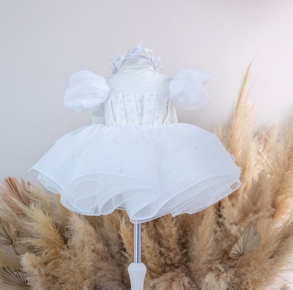 Ivory Birthday Dress Flower Girl Gown, Sparkling Party Toddler First Communion Dress, Tutu Photoshoot Pageant Baptism Christening Baby Dress Ivory Birthday Dress Flower Girl Gown, Sparkling Party Toddler First Communion Dress, Tutu Photoshoot Pageant Baptism Christening Baby Dress