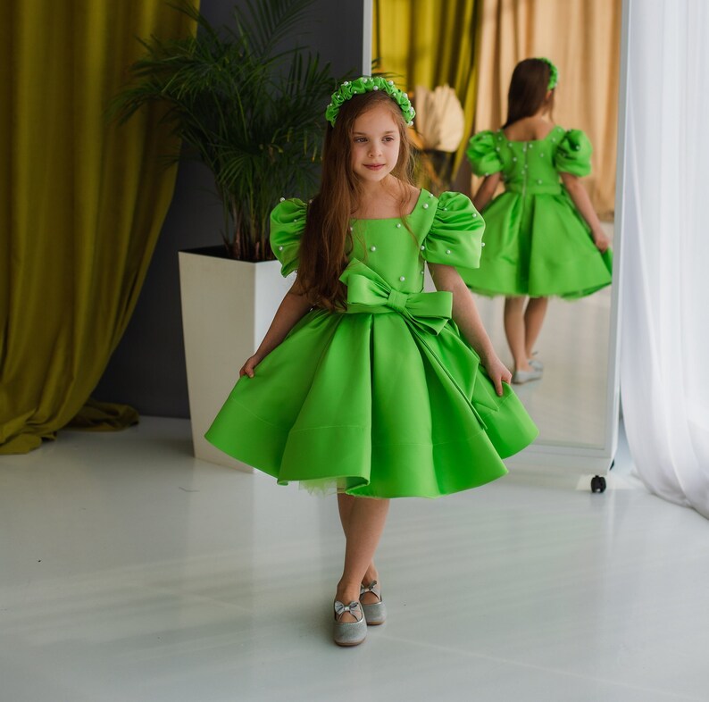 Black Birthday Party Girl Dress Satin Toddler Dress Flower Etsy