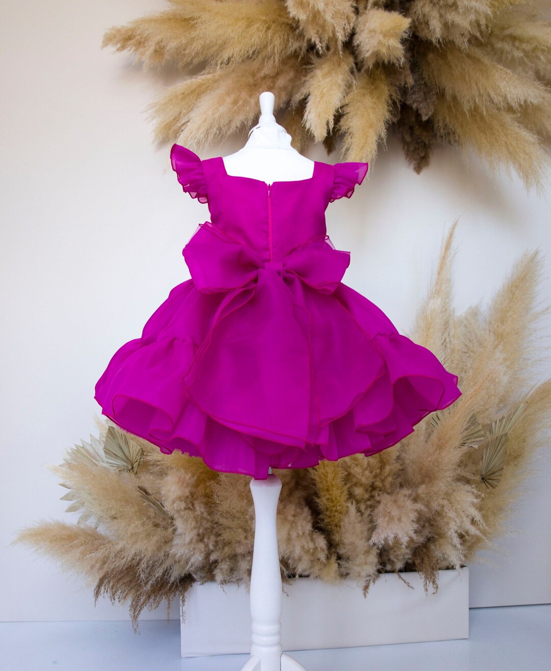 Fuchsia Birthday Girl Dress, Party Baby Dress, Prom Graduation Gown