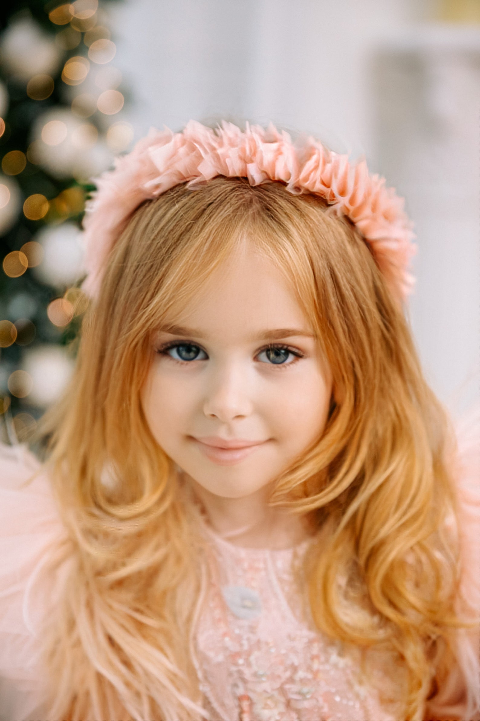 Peach Flower Girl Gown Birthday Girl Dress Ruffled Tulle Etsy