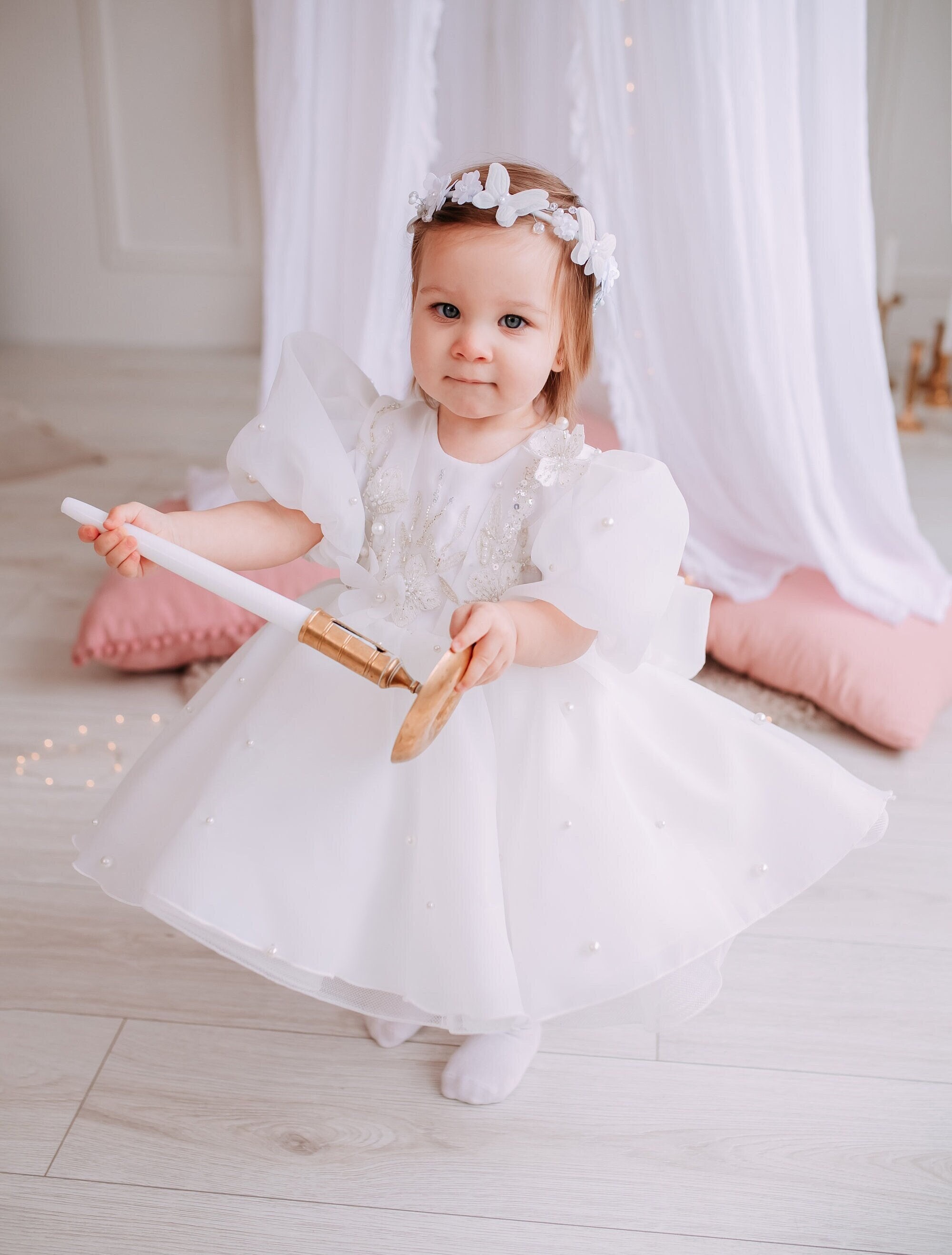White birthday dress for baby girl sale