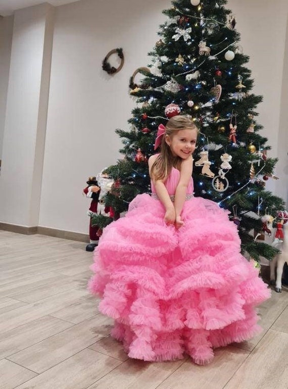 Hot Pink Birthday Girl Dress, Maxi Tutu Dress, Puffy Flower Girl Dress,  Prom Ball Gown, One Shoulder, Tulle Dress for Special Occasion - Etsy
