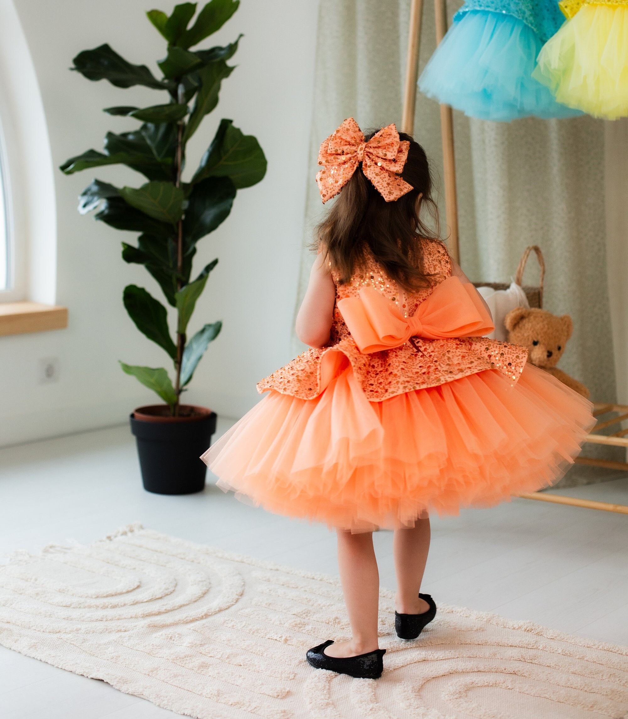 little girl orange dress Sherri Hill Couture Little Girls' Children's orange pageant gown K45066