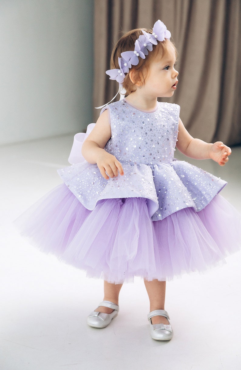 Lilac First Birthday Dress Sparkling Baby Dress Sequined - Etsy