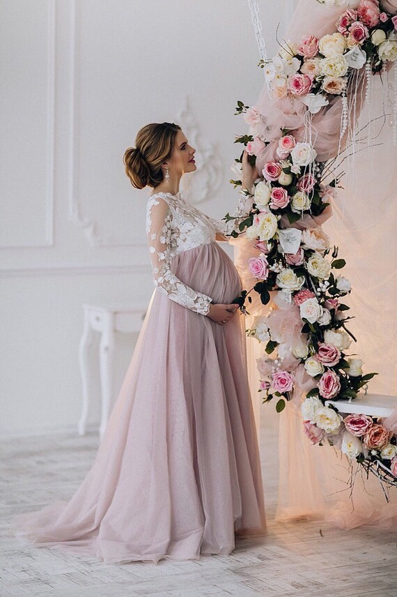 Baby Shower Dress Gown For Photo Shoot Pregnancy