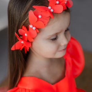 Hot Orange Butterfly Girl Crown, Birthday Headband, Baby Girl Hair Accessory, Wedding Bridesmaid Hair Band Ornament, Prom Headband
