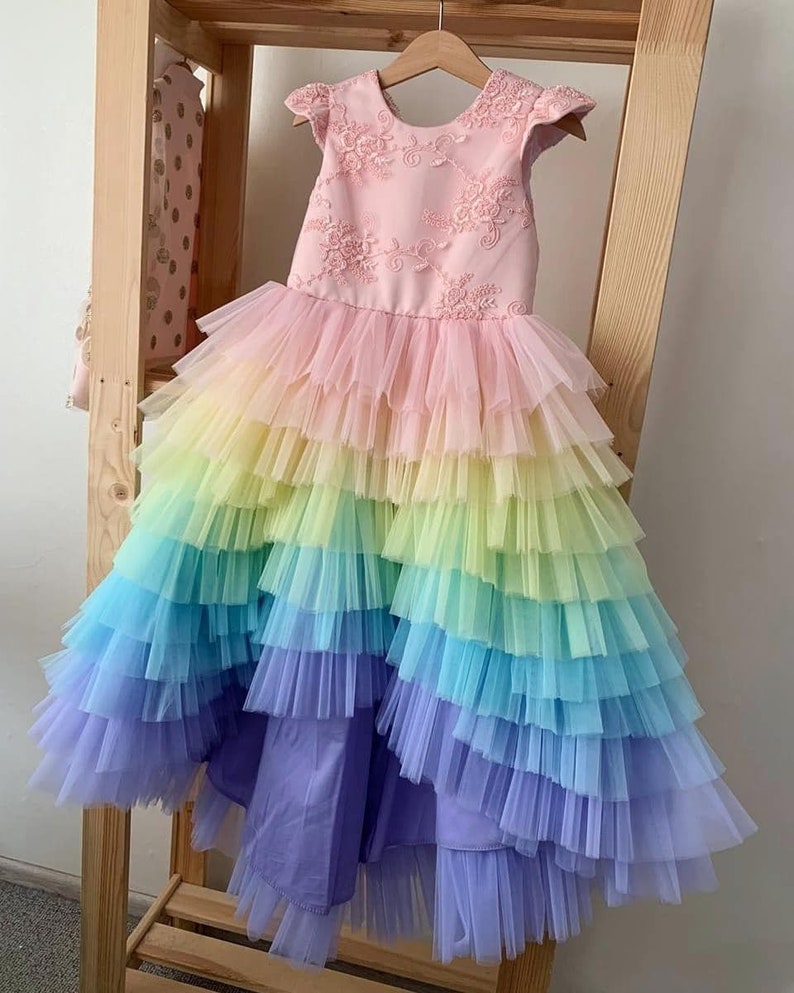 Baby Girl Birthday Rainbow Dress Bright Multicolored Girl - Etsy