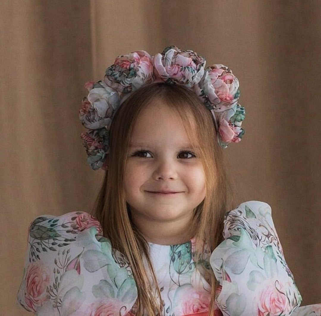Birthday Girl Hair Wreath, Flower Girl Crown, Floral Tiara, Floral
