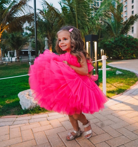 Vestido de bebé tutú rosa brillante, vestido de niña de flores, vestido de  primer cumpleaños, vestido de bebé de cumpleaños, vestido de bebé corto  hinchado, vestido de novia para bebés 