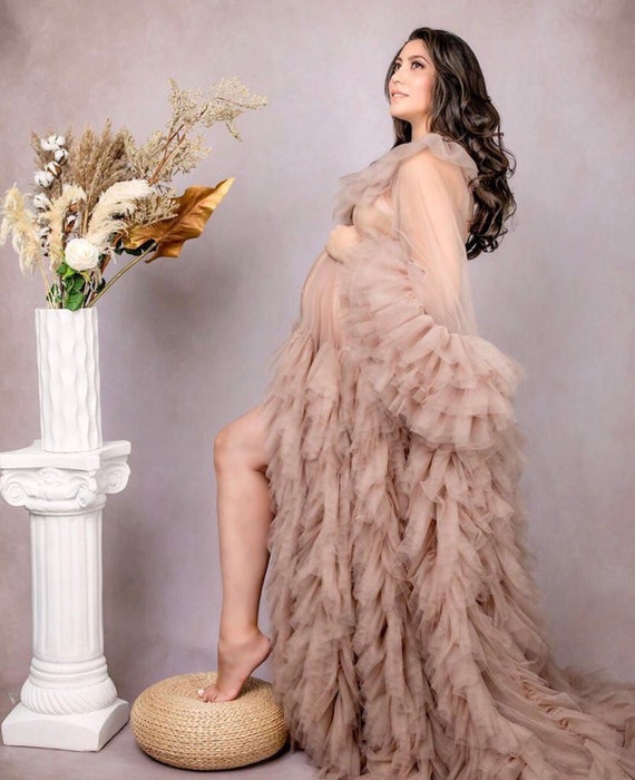 Umstands fotoshooting Kleid Rüschen Maxi Kleid mit Zug Lange - Etsy  Österreich