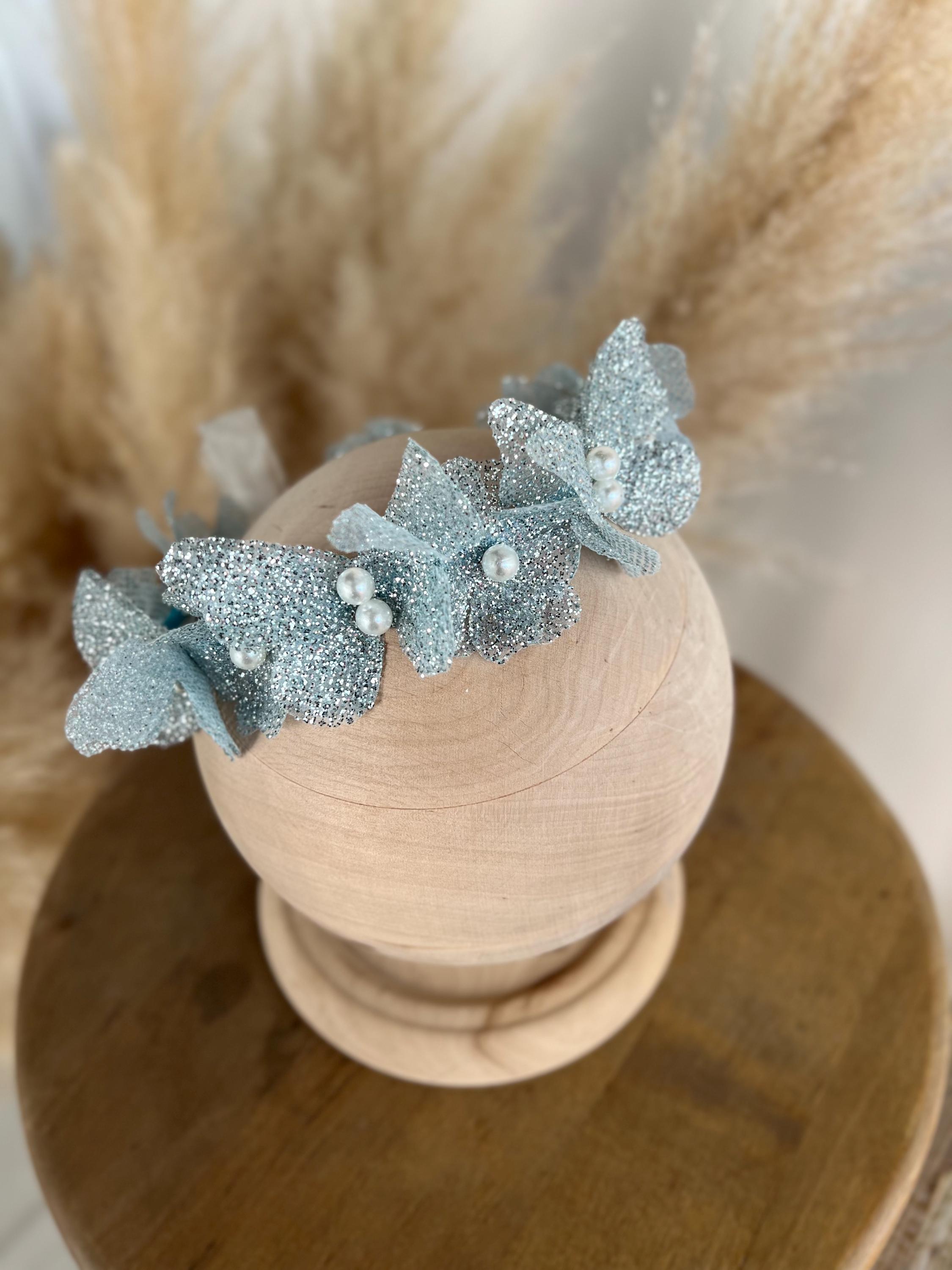 Sparkling Butterfly Headband, Blue Butterfly Hair 