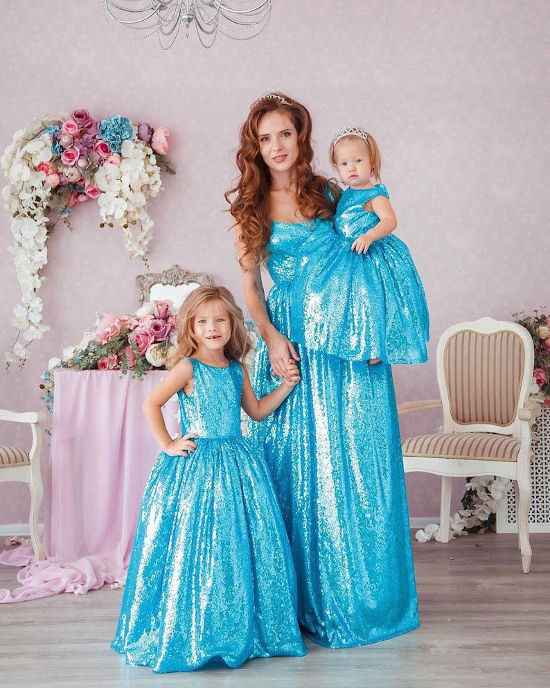 matching gowns for mom and daughter