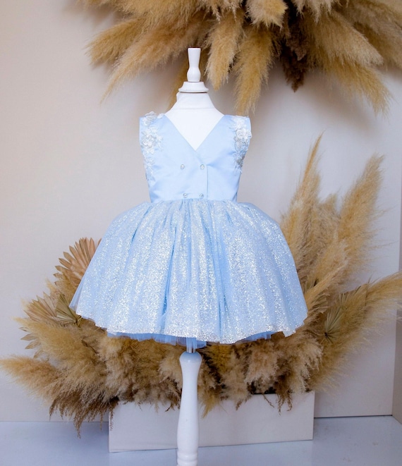 lucia backless mini dress with flower detail jaded london Cicinia Blue Graduation Dresses Short Glitter Tulle A-line Mini Length main image 1