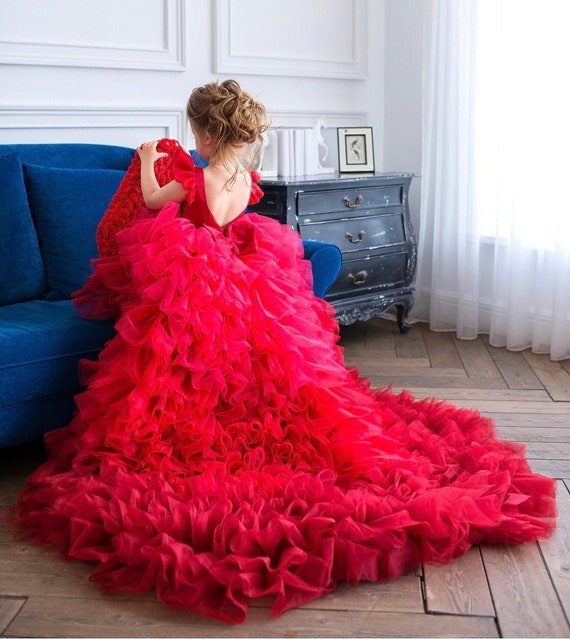 red flower girl dresses