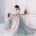 Rainbow Mother daughter matching train dress for photoshoot Tulle dress Photo session floor length Maternity Photos Rainbow Baby Gown 
