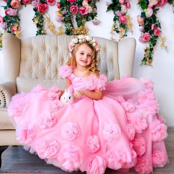 kreupel analyseren Pijler Birthday Baby Girl Dress With Flowers Maxi Flower Girl Dress - Etsy