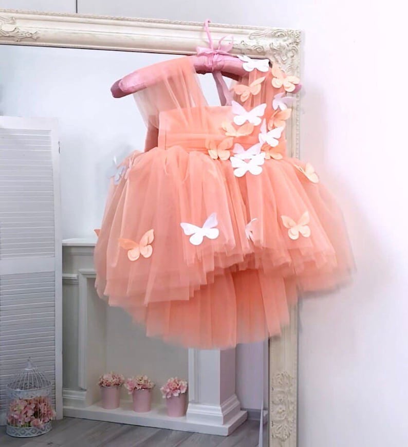 Baby's Cute Butterflies Printed Dress Little Girls Birthday Party Gown with Bow main image 0