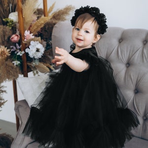 baby girl black dress for wedding Baby Girls' 0-2 Years Black Dress Suit, Wedding Flower Girl Tulle Dress Set