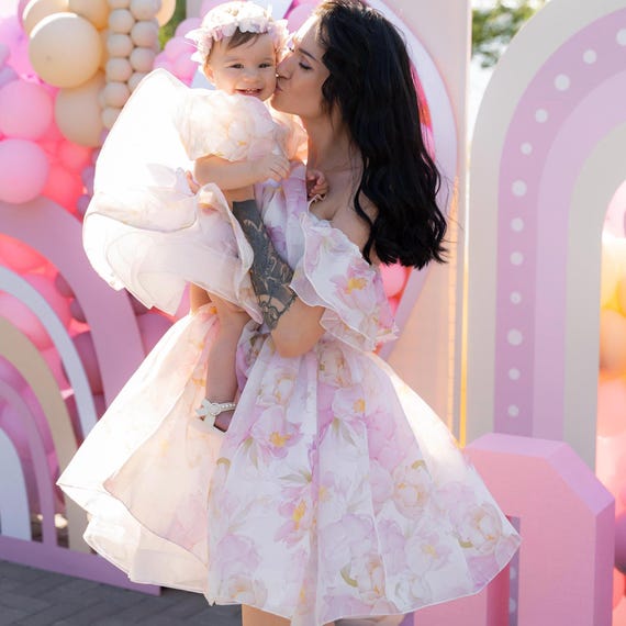 dress for daughter's birthday party Shop Lilac Formal Dress, Mother Daughter Matching Dress, First Birthday Dress, Lace Mommy and Me Dress, Party Outfits, Special Occasion Dress -