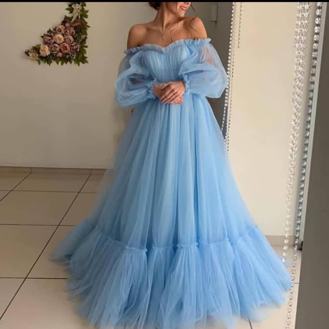 MotherDaughterUA Off The Shoulder Dress for Wedding Guest Fluffy Tulle Dress for Women with Corset Floor Length Maxi Dress Formal Off Shoulder Gown Any Color