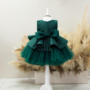 Sparkling Graduation Dress, Birthday Girl Dress, Toddler Dress, Pageant Baby Dress, Prom Dress, Emerald Green Baby Girl Dress, Xmas Dress