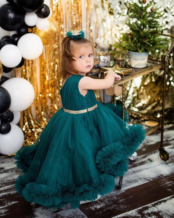 dark green girls dress