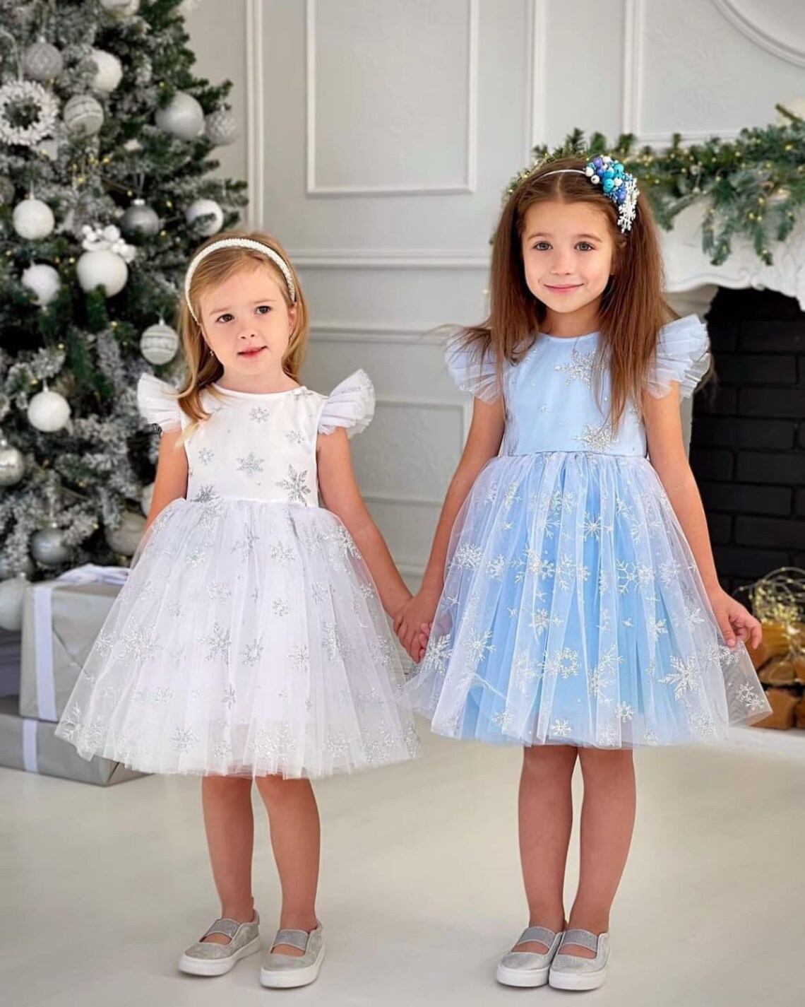 Blue Baby Girl Dress With Snowflakes Girl Birthday Dress Etsy