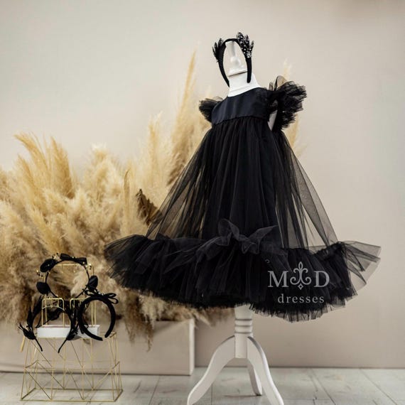 Black 1st Birthday Dress, Toddler Puffy Tutu Tulle Pageant, Flower Girl, Cake Smash Infant Gown, Formal Prom Gown, Special Event Baby Dress Black 1st Birthday Dress, Toddler Puffy Tutu Tulle Pageant, Flower Girl, Cake Smash Infant Gown, Formal Prom Gown, Special Event Baby Dress