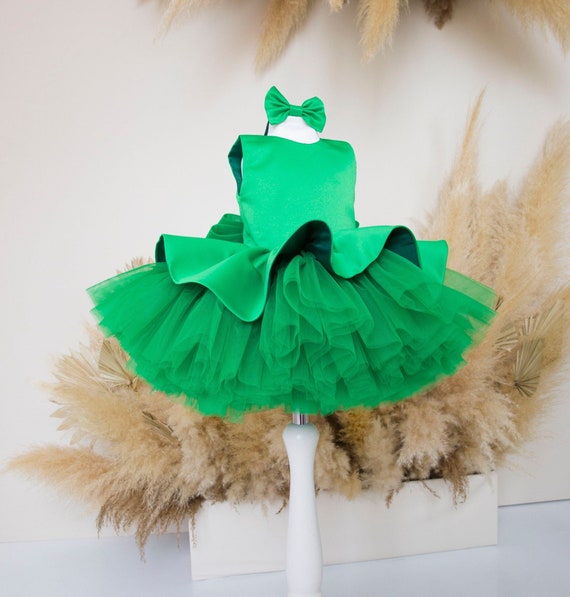 Hot Green Tutu Birthday Girl Dress, Party Baby Dress, Smash Cake Baby Photoshoot, Flower Girl Dress, Knee Toddler Dress, Pageant Prom Gown