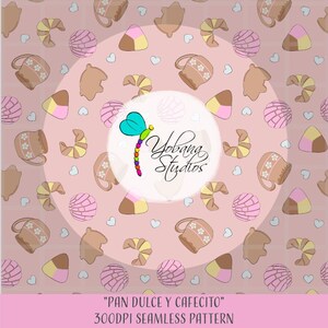 Pan Dulce y Cafecito Seamless Pattern - 300dpi Digital PNG File