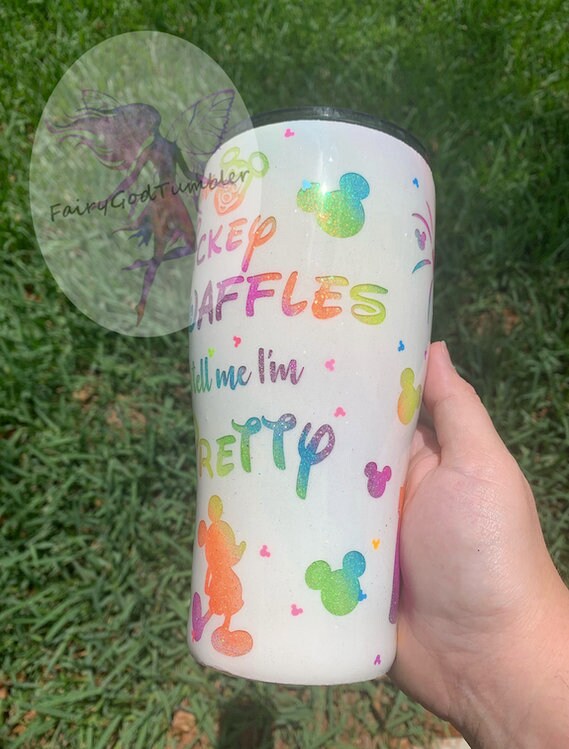 DISNEY Glitter Tumbler/ Disney Tumbler/ Glitter Tumbler/neon Etsy