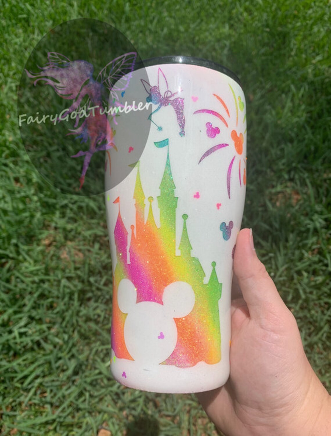 DISNEY Glitter Tumbler/ Disney Tumbler/ Glitter Tumbler/neon Etsy