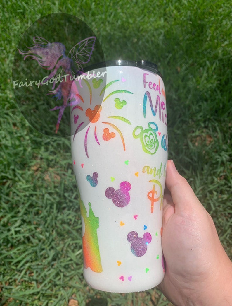 DISNEY Glitter Tumbler/ Disney Tumbler/ Glitter Tumbler/neon Etsy