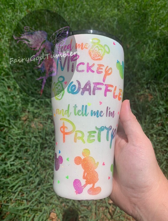 DISNEY Glitter Tumbler/ Disney Tumbler/ Glitter Tumbler/neon Etsy