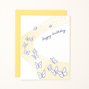 Letterpress Birthday Butterflies Card - Carte d’anniversaire pour elle - Épouse de carte d’anniversaire - Amie de carte d’anniversaire