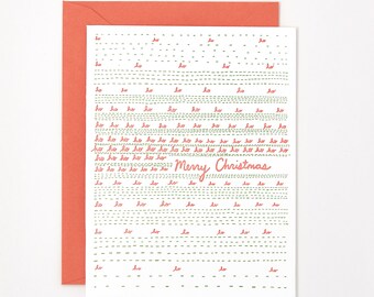 Carte letterpress de Noël - carte moderne de Noël de Ho Ho Ho - carte moderne de vacances - carte de chandail de Noël laide