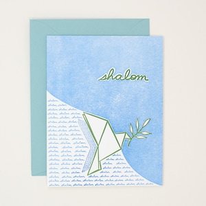 Cartes typographiques de Hanoucca - Paquet de cartes de Hanoucca - Cartes de Hanoucca Shalom Dove - Cartes de Hanoucca