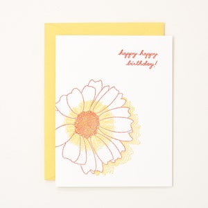 Wildflower Verjaardagskaart- Floral Letterpress Verjaardagskaart - Verjaardagskaart voor haar - Verjaardagskaart voor Mamma - 30ste Verjaardagskaart