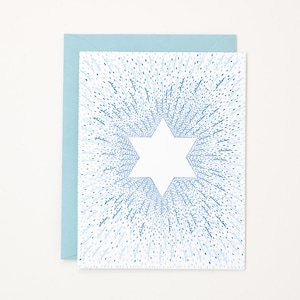 Letterpress Hanukkah Card - Ster van David Card - Shalom Hanukkah Card - Moderne Chanoeka Kaarten