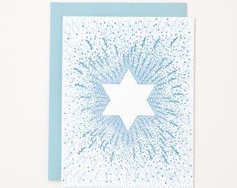 Letterpress Hanukkah Card - Star of David Card - Shalom Hanukkah Card - Cartes Chanukah modernes
