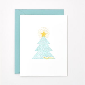 Biglietto di stampa dell'albero di Natale - Biglietto di Natale moderno - Eco Xmas Card - Wife Christmas Card - Holiday Letterpress Card