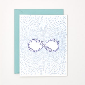 Tarjeta de la boda Letterpress - tarjeta de aniversario - tarjeta infinita - tarjeta de aniversario de aislamiento - regalo de boda virtual