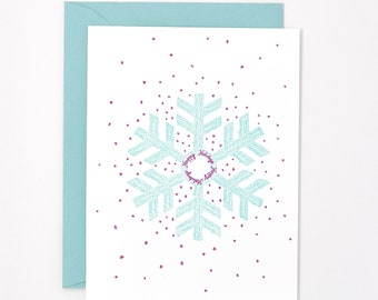 Carte de lettre de flocon de neige de Noel - Carte moderne de Noel - Carte de Noel d’épouse - Carte de flocon de neige de vacances - Carte-cadeau d’Etsy